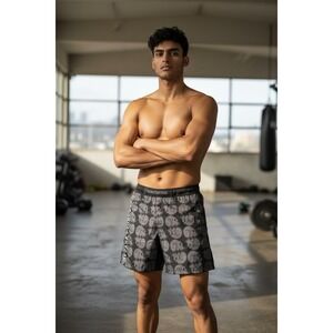 Gitana Fightwear MMA BJJ Jiu Jitsu No Gi Shorts Size Medium Black Skull New